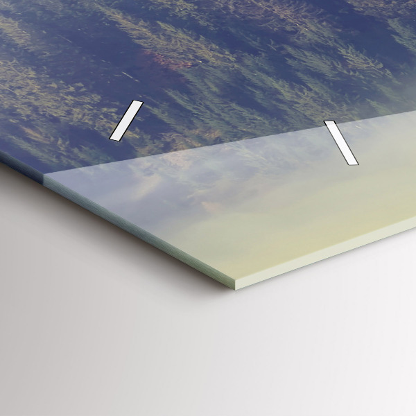 Horizontální skleněné hodiny na stěnu Mlžný les Orel