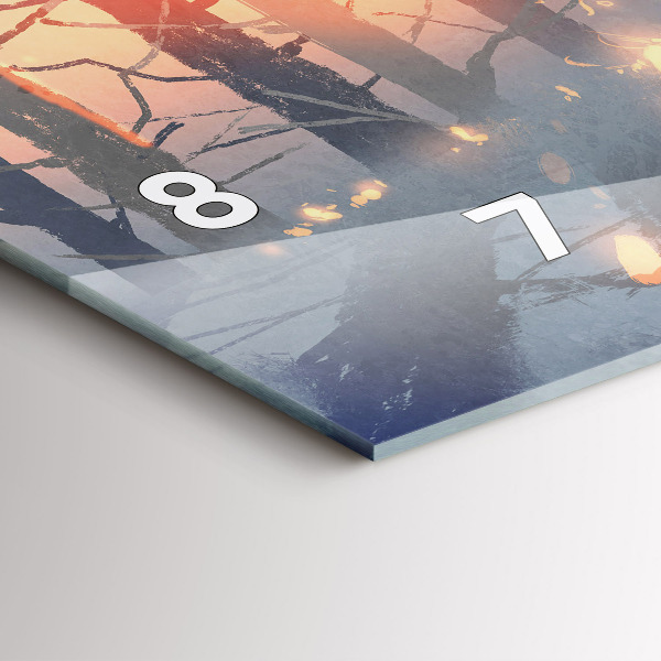 Horizontální skleněné hodiny na stěnu Zimní krajina stromů