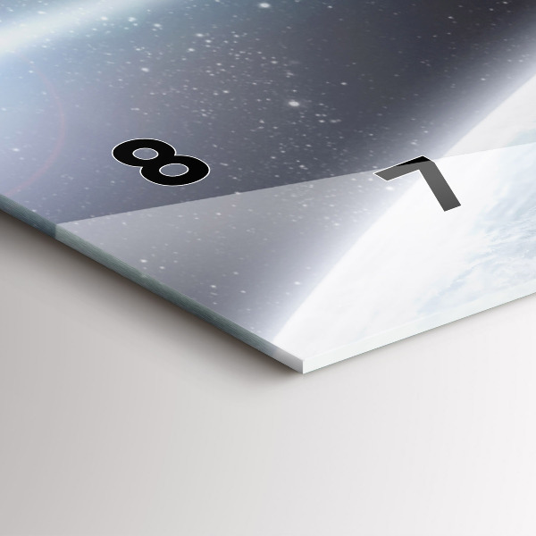 Horizontální hodiny na skle Kosmické planety