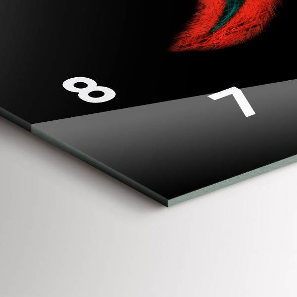 Horizontální skleněné hodiny na stěnu Barevné ptačí peří