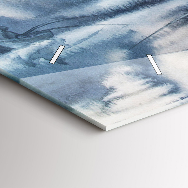 Horizontální skleněné hodiny na stěnu Rybář na jezeře