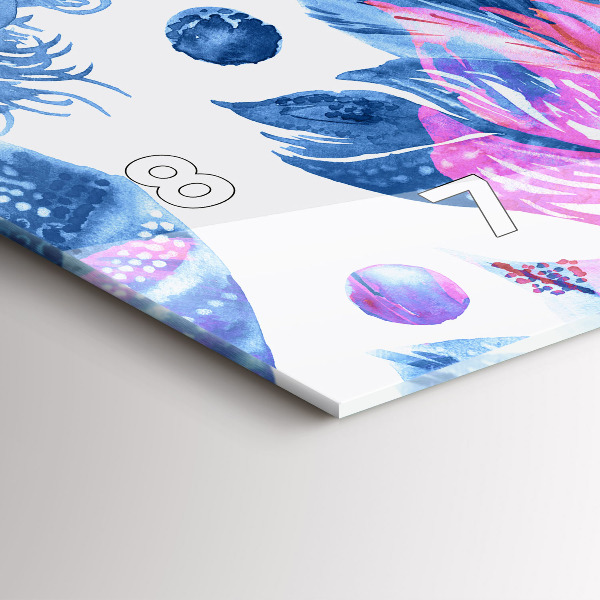 Horizontální skleněné hodiny na stěnu Barevné peří