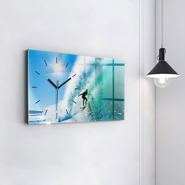 Horizontální hodiny na skle Surfování na Havaji
