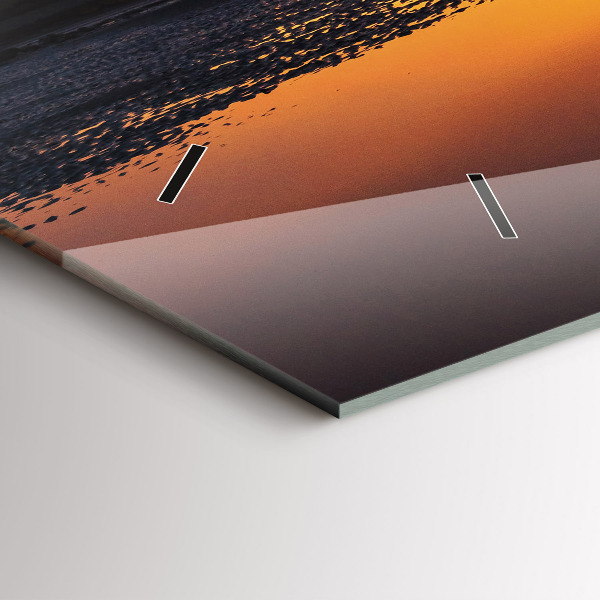 Horizontální skleněné hodiny na stěnu Běžec a západ slunce