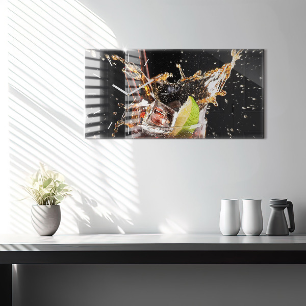 Horizontální hodiny na skle Nápoj na ledě