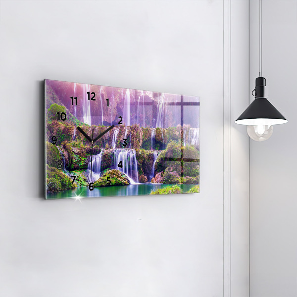 Horizontální skleněné hodiny na stěnu Vodopád Jiulong Čína
