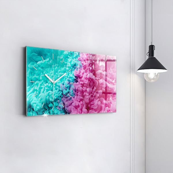 Horizontální skleněné hodiny na stěnu Moderní umění - skvrny