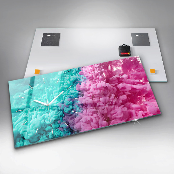 Horizontální skleněné hodiny na stěnu Moderní umění - skvrny