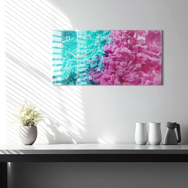 Horizontální skleněné hodiny na stěnu Moderní umění - skvrny