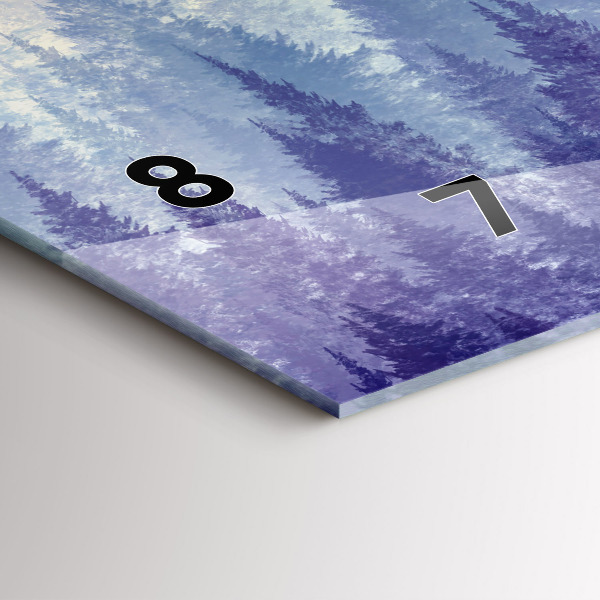 Horizontální skleněné hodiny na stěnu Les v mlze