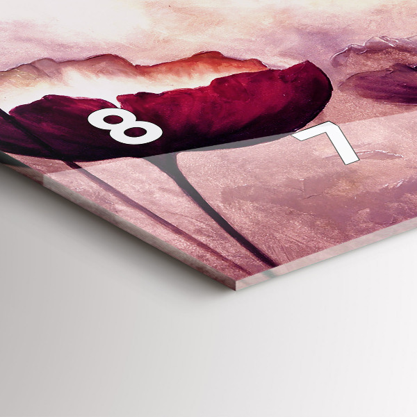 Horizontální skleněné hodiny na stěnu Květiny Kvetoucí mák