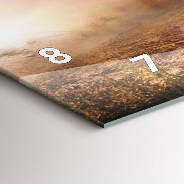 Horizontální skleněné hodiny na stěnu Muž na motorce