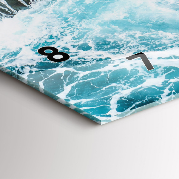 Horizontální skleněné hodiny na stěnu Vířící zpěněné vlny