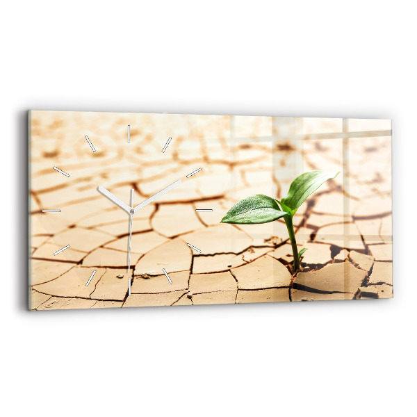 Horizontální hodiny na skle Rostlina v suché zemi