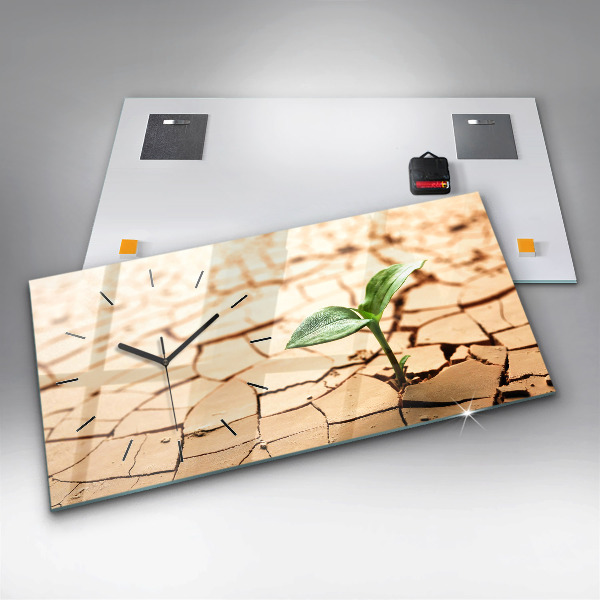 Horizontální hodiny na skle Rostlina v suché zemi