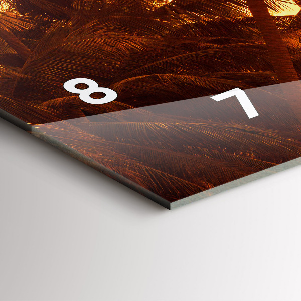 Horizontální skleněné hodiny na stěnu Slunečné palmy