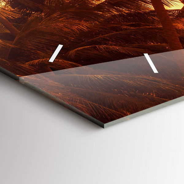 Horizontální skleněné hodiny na stěnu Slunečné palmy