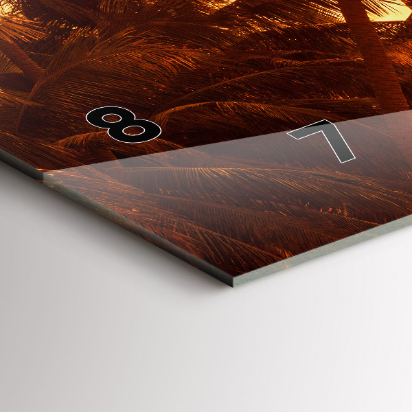 Horizontální skleněné hodiny na stěnu Slunečné palmy