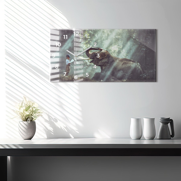 Horizontální skleněné hodiny na stěnu Chlapec si čte knihu