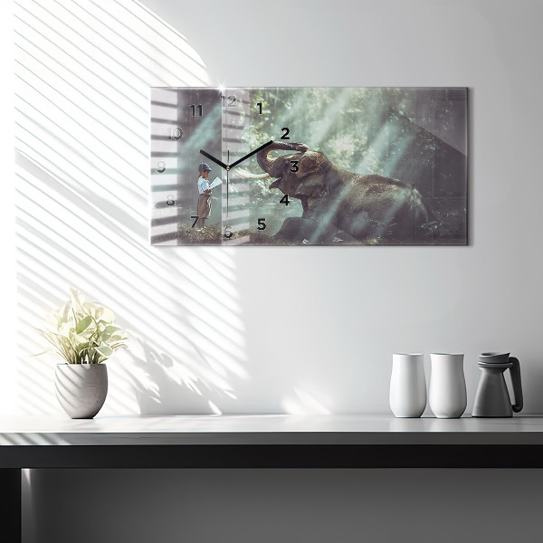 Horizontální skleněné hodiny na stěnu Chlapec si čte knihu