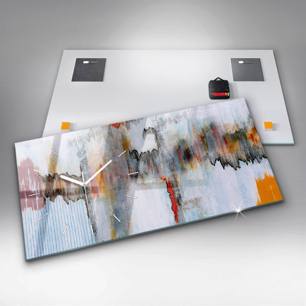 Horizontální hodiny na skle Abstrakce