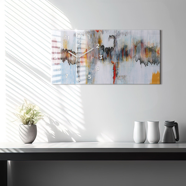 Horizontální hodiny na skle Abstrakce