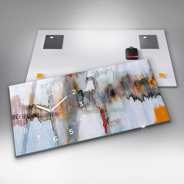 Horizontální hodiny na skle Abstrakce