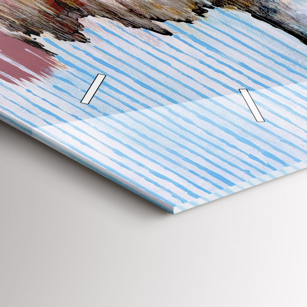 Horizontální hodiny na skle Abstrakce