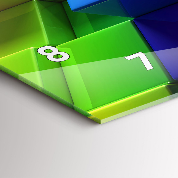 Horizontální hodiny na skle Barevné kostky