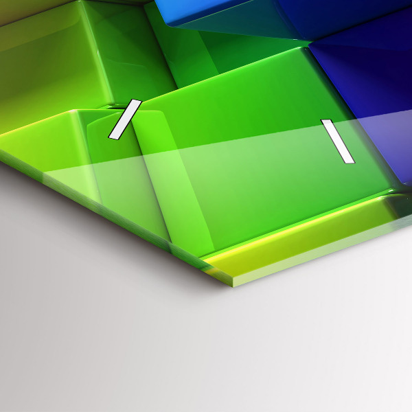 Horizontální hodiny na skle Barevné kostky