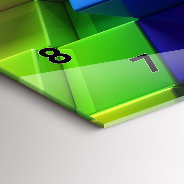 Horizontální hodiny na skle Barevné kostky