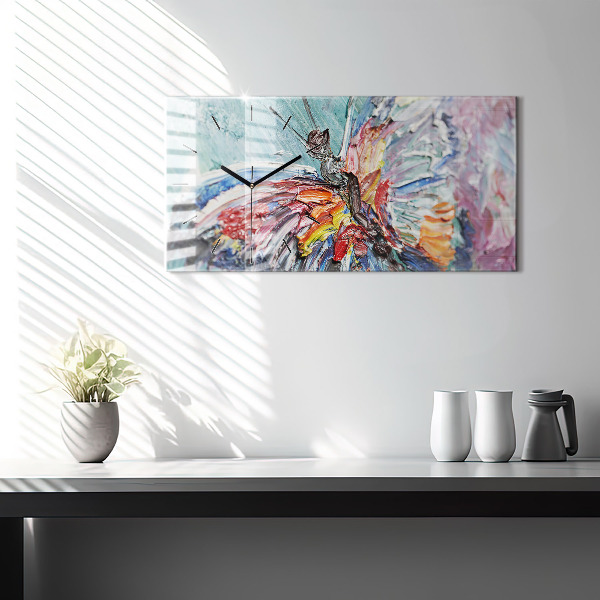 Horizontální hodiny na skle Fragment olejomalby