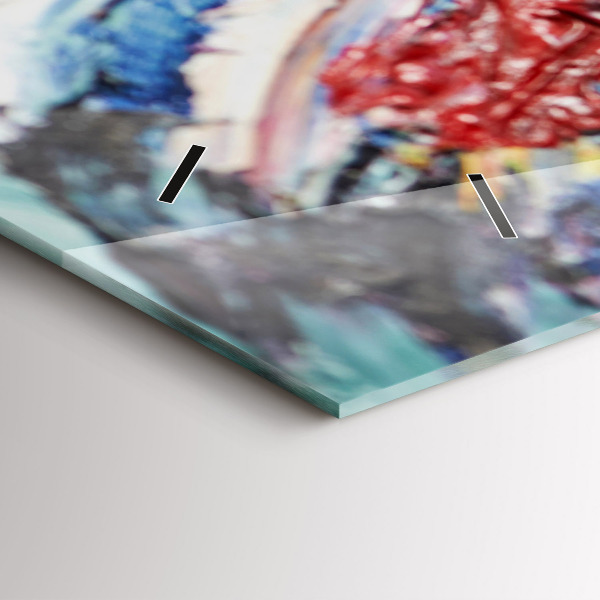 Horizontální hodiny na skle Fragment olejomalby