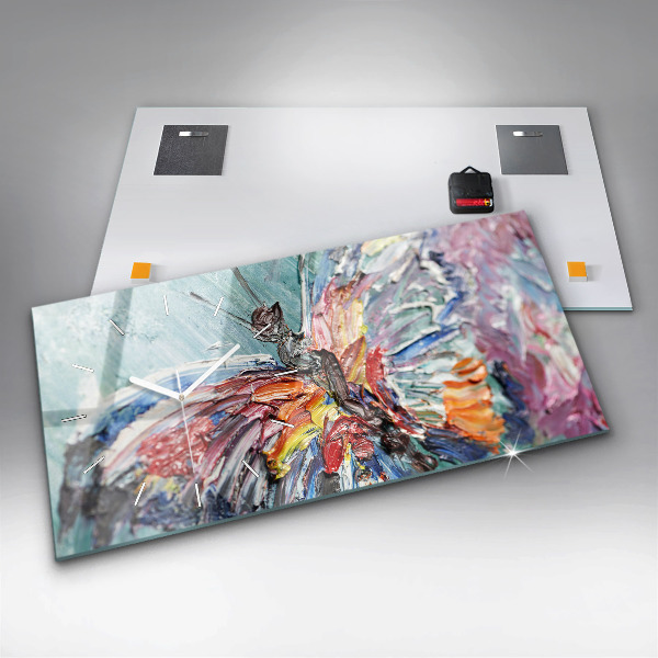 Horizontální hodiny na skle Fragment olejomalby