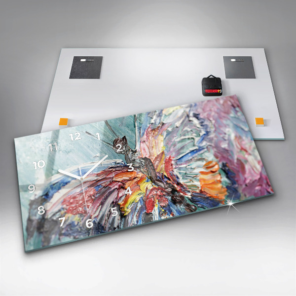 Horizontální hodiny na skle Fragment olejomalby