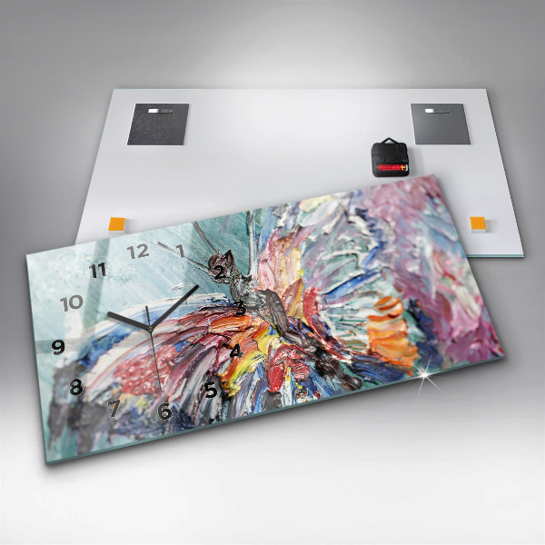 Horizontální hodiny na skle Fragment olejomalby