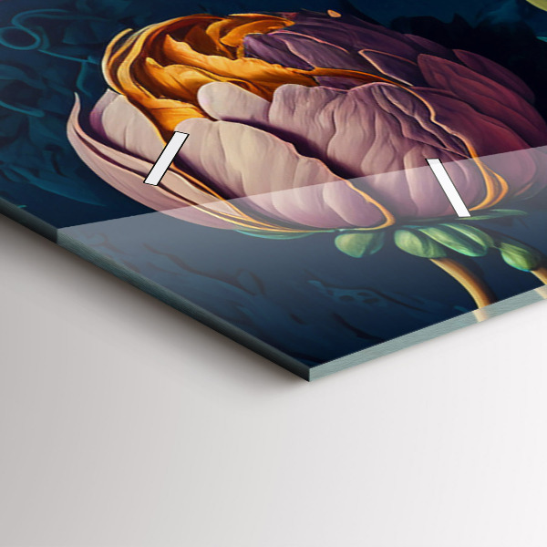 Horizontální skleněné hodiny na stěnu Vintage kytice květin