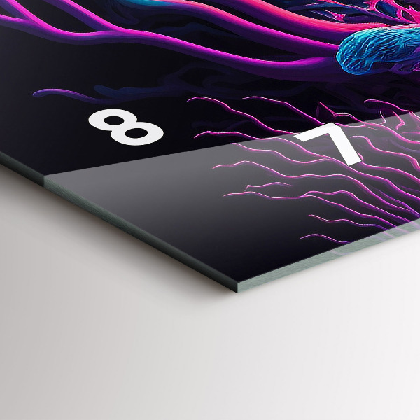 Horizontální skleněné hodiny na stěnu Neonové houby