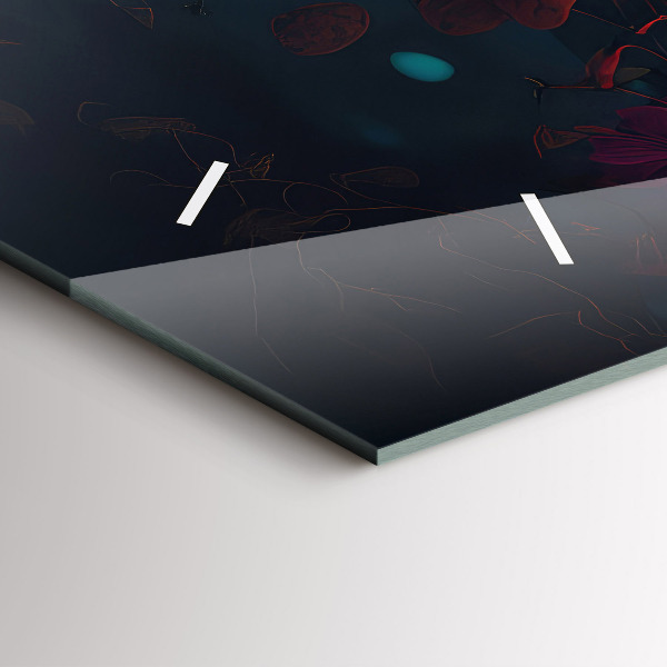 Horizontální skleněné hodiny na stěnu Les a kouzelné houby