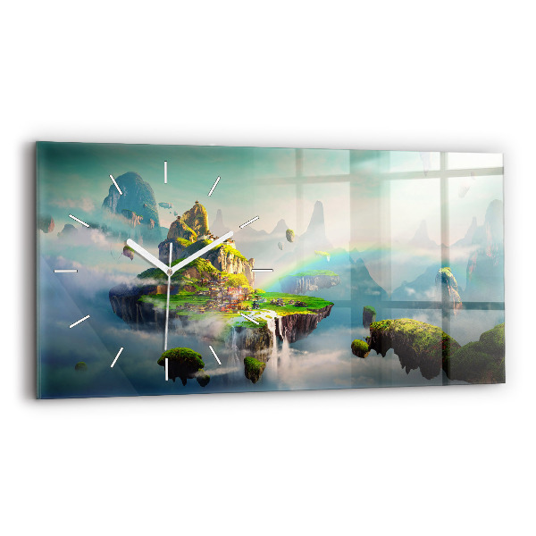 Horizontální hodiny na skle Čínské fantasy scény