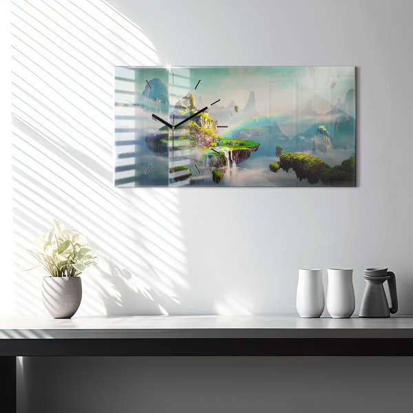 Horizontální hodiny na skle Čínské fantasy scény