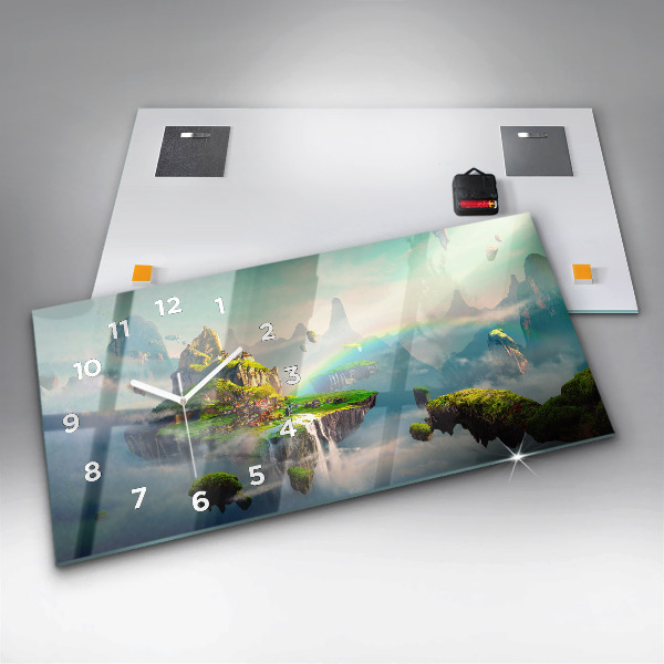 Horizontální hodiny na skle Čínské fantasy scény