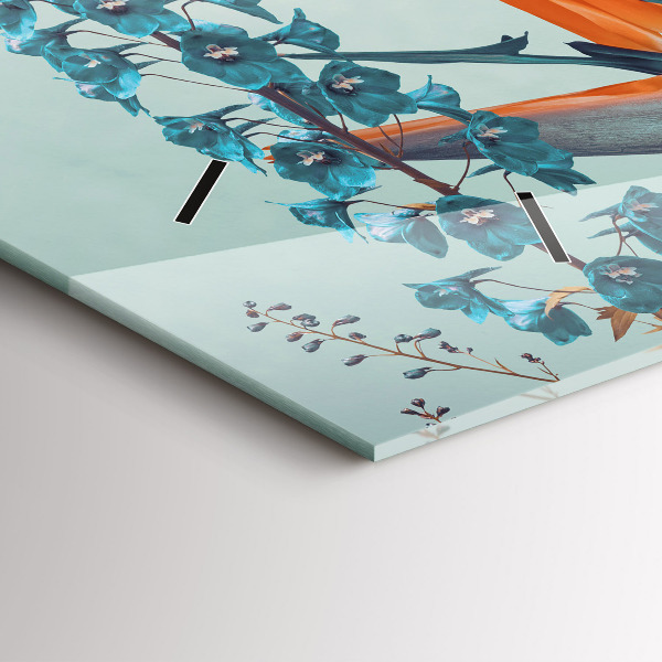 Horizontální skleněné hodiny na stěnu Žena s květinami