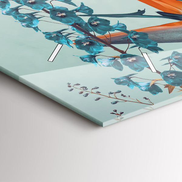 Horizontální skleněné hodiny na stěnu Žena s květinami