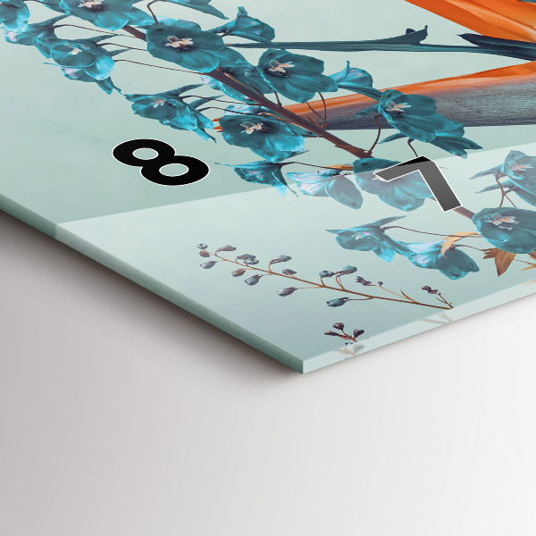 Horizontální skleněné hodiny na stěnu Žena s květinami