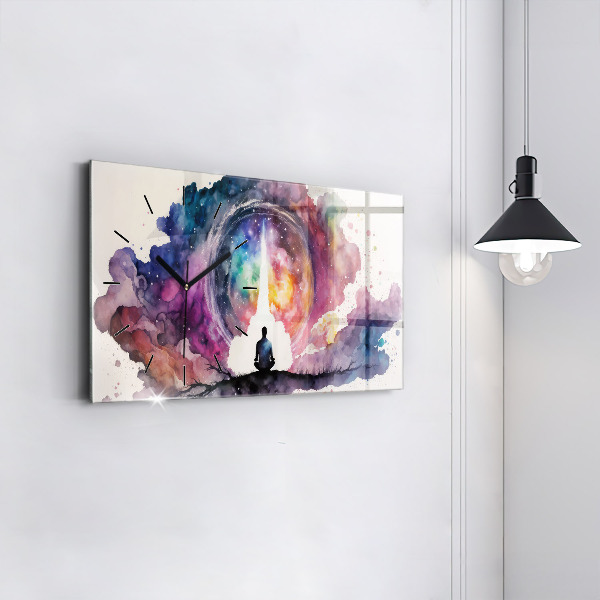 Horizontální skleněné hodiny na stěnu Životní styl meditace