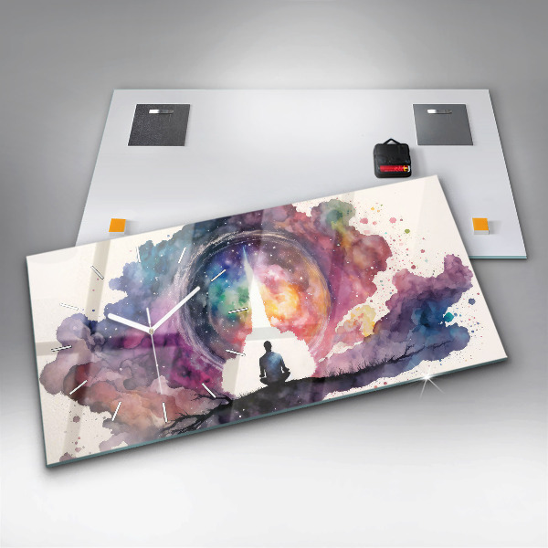 Horizontální skleněné hodiny na stěnu Životní styl meditace