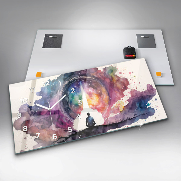 Horizontální skleněné hodiny na stěnu Životní styl meditace