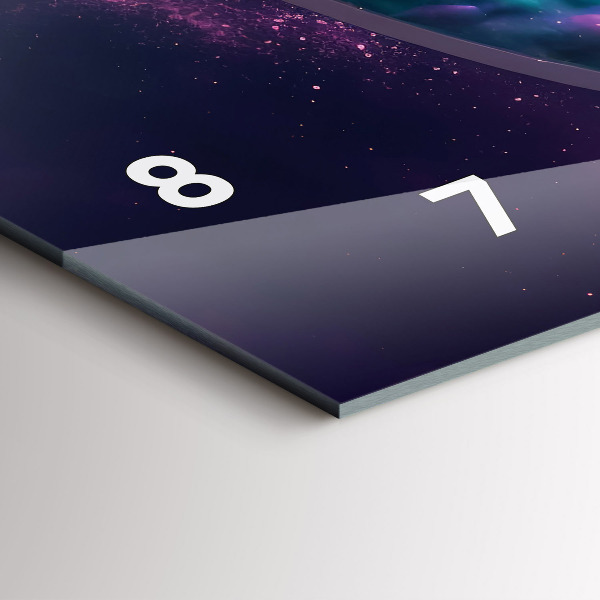 Horizontální skleněné hodiny na stěnu Kosmonautské barevné mraky