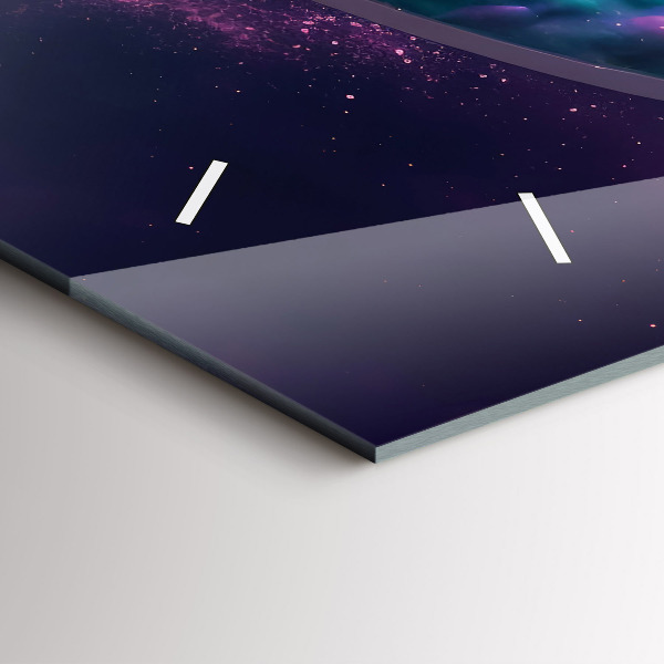 Horizontální skleněné hodiny na stěnu Kosmonautské barevné mraky